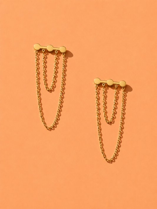 3 Dots Chain Earring