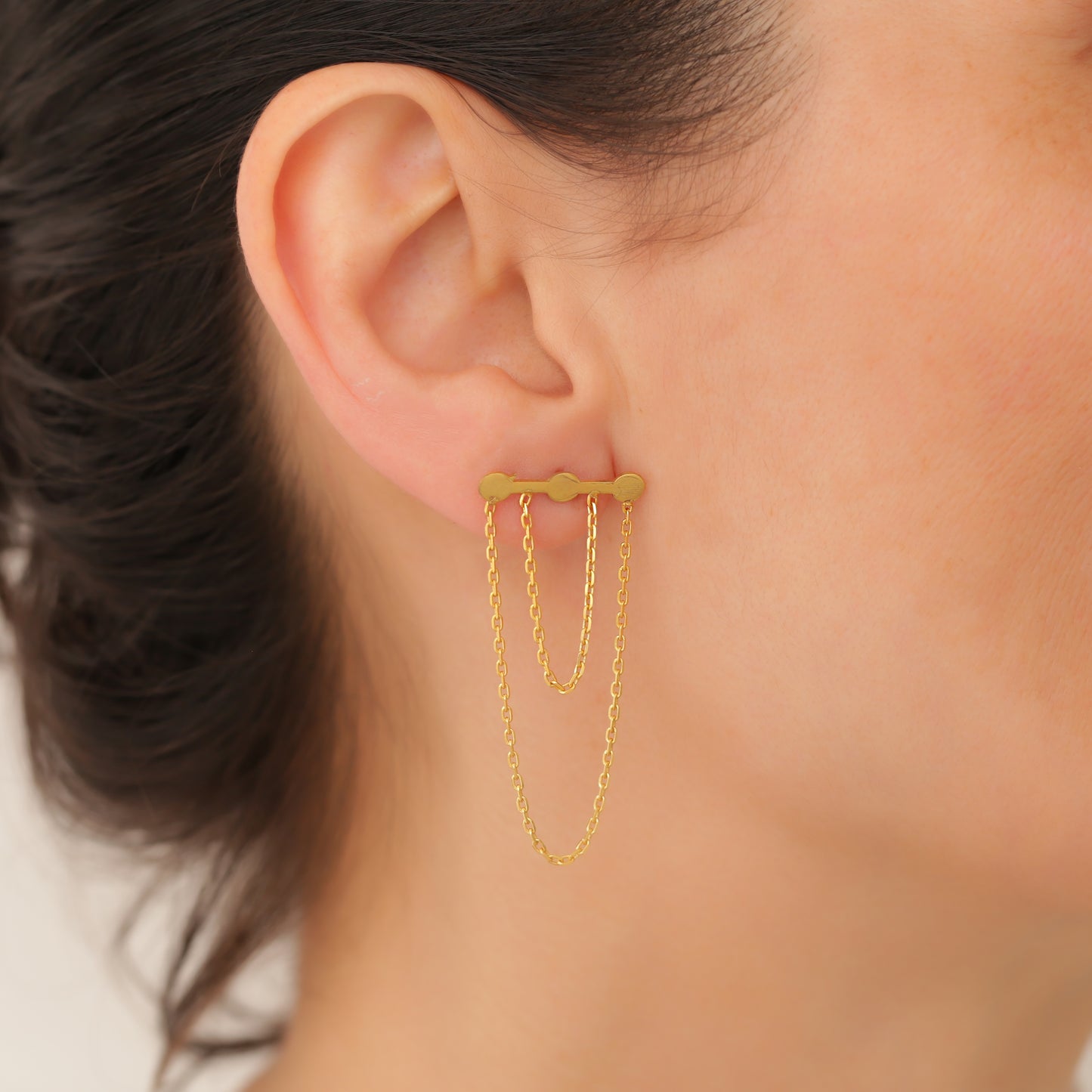 Life of Mathematics Collection - 3 Dots Chain Earring (monocle)