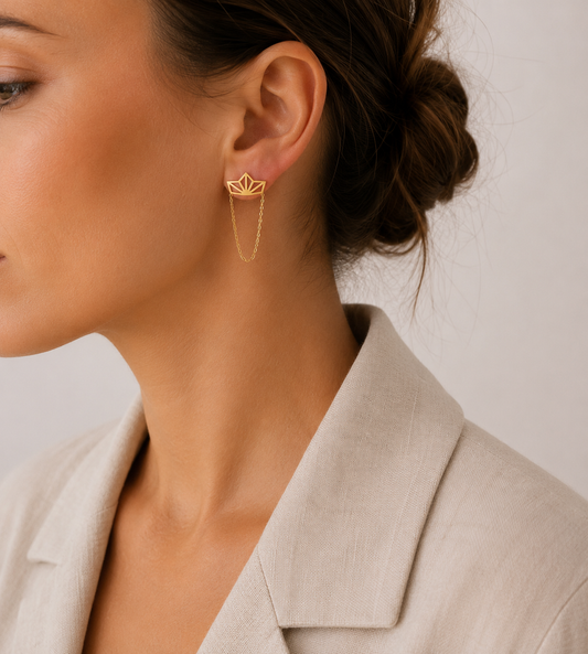 Lotus Chain Earring